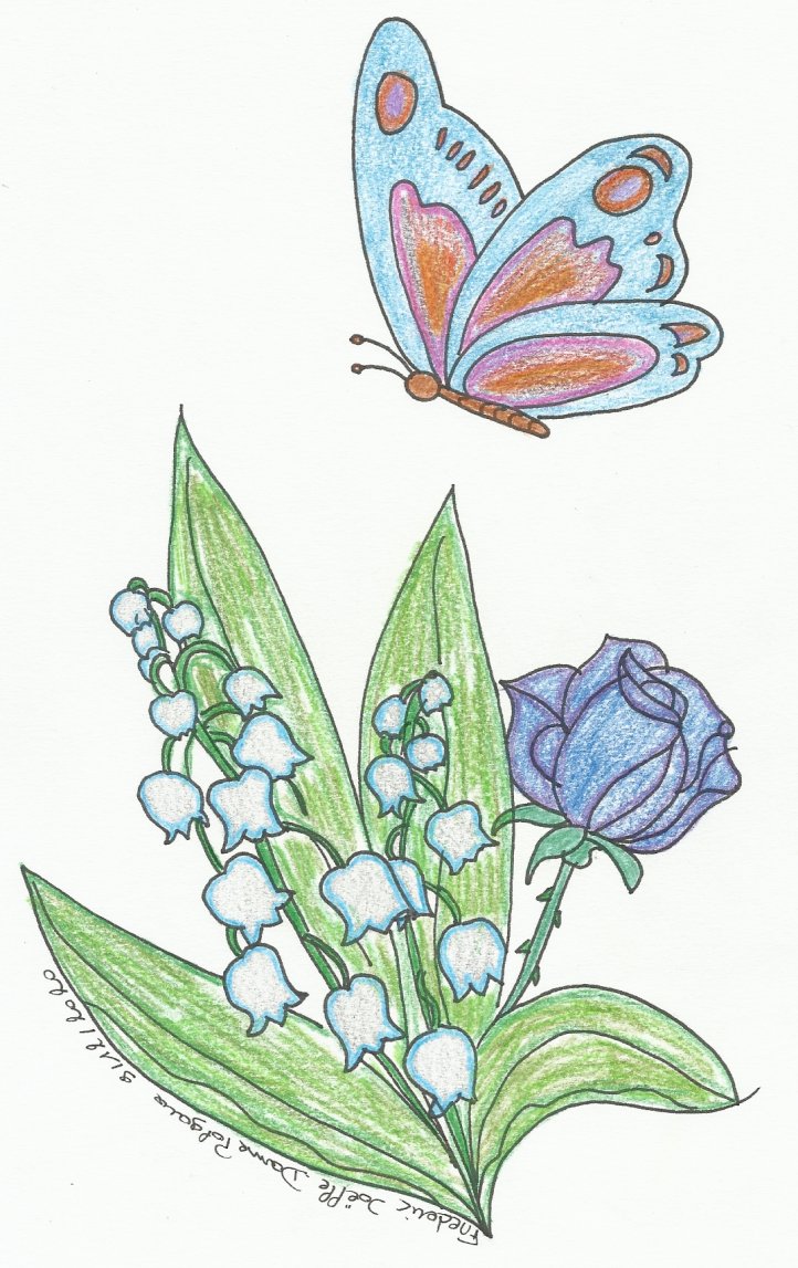 Muguet et rose bleue